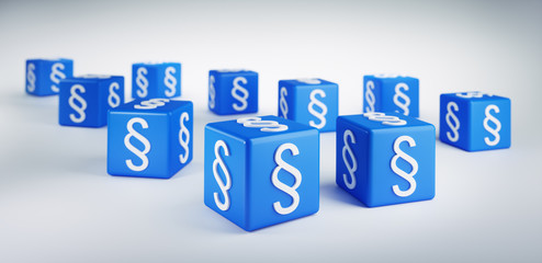 Blaue Paragraphenwürfel