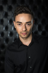 Obraz premium Man portrait on black background