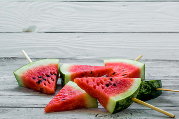 Fototapeta na wymiar Delicious fresh watermelon. Ice cream with watermelons
