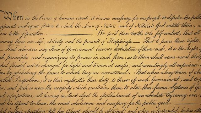 Looping USA Declaration Of Independence Document Background Animation