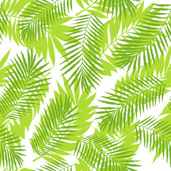 Summer tropical palm tree leaves seamless pattern. Vector grunge design for cards, wallpapers, backgrounds and natural product.