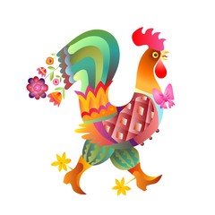 Fairy rooster on white background - chinese symbol of 2017 year.