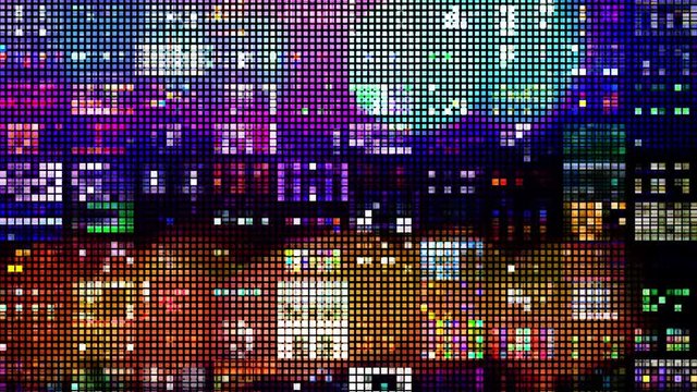 abstract colourful pattern of LED light squares