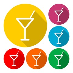 Martini Glass Icon, Set of drinks icons
