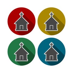 Church with cross symbol for download icons set