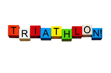Triathlon, sign for athletics, running, swimming, cycling, isolated.