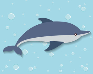 Sea animal cartoon design represented by dolphin icon. Colorfull and flat illustration. 