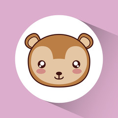 Cute animal design represented by kawaii bear icon over circle. Colorfull and flat illustration. 