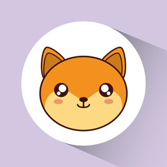 Cute animal design represented by kawaii dog icon over circle. Colorfull and flat illustration. 