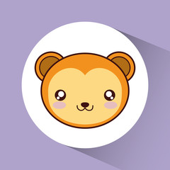 Fototapeta premium Cute animal design represented by kawaii bear icon over circle. Colorfull and flat illustration. 