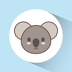 Cute animal design represented by kawaii koala icon over circle. Colorfull and flat illustration. 