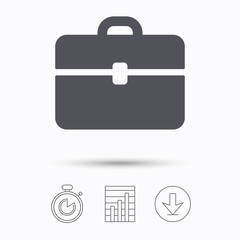 Briefcase icon. Diplomat handbag sign.