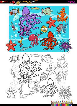 sea life group coloring page