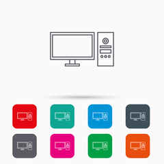 Computer PC icon. Widescreen display sign.