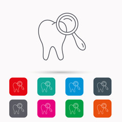 Dental diagnostic icon. Tooth hygiene sign.