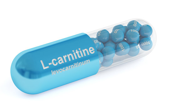 L-carnitine capsule, 3D rendering