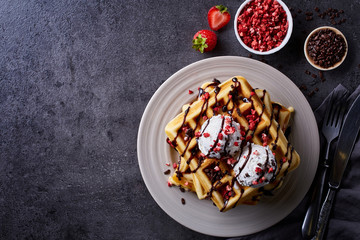 Plate of belgian waffles