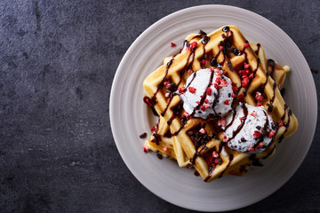 Plate of belgian waffles