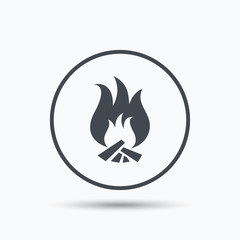 Fire icon. Blazing bonfire flame sign.