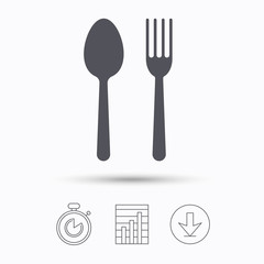 Food icons. Fork and spoon sign.