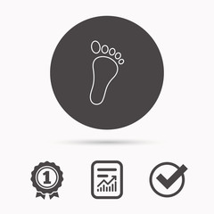 Baby footprint icon. Child foot sign.