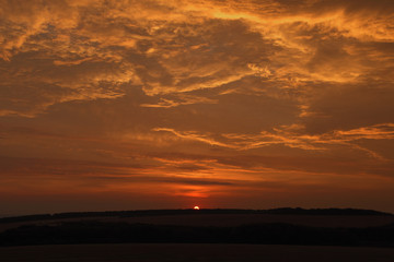 Red orange sunrise in Palava area