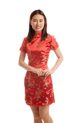 Asian girl in chinese cheongsam dress.