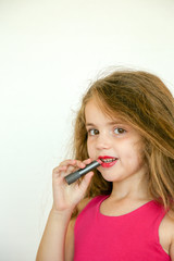 head shot of girl with lipstick