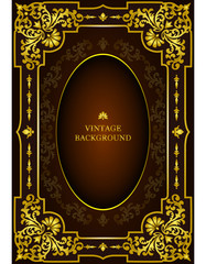 Vector luxury vintage border in the baroque style with gold floral pattern frame. The template for the book cover, old royal pages, invitations, greeting cards, certificates, diplomas.