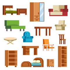 Furniture icons vector isolated