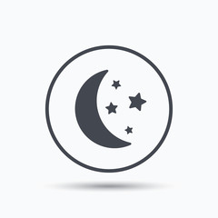 Moon and stars icon. Night sleep sign.