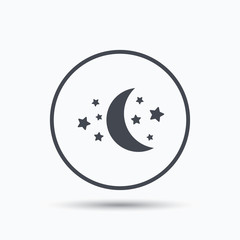 Moon and stars icon. Night sleep sign.