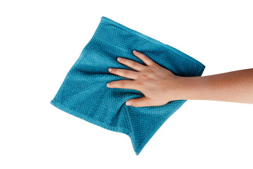 Hands Holding Fabric Cleaning Towel