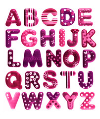  English  pink alphabet isolated on white background