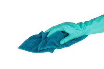 Hands with Rubber Glove and Towel