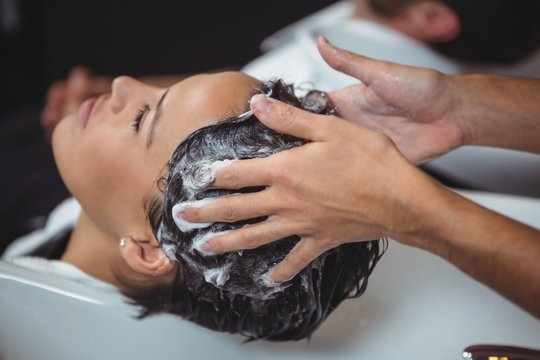 Woman getting her hair wash
