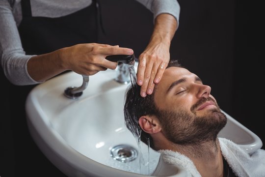 Man getting his hair wash