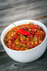 pork chili con carne bowl