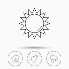 Weather, sun and wind icons.
