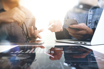 Business team meeting present. Photo professional investor worki