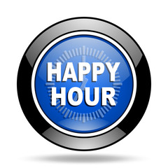 happy hour blue glossy icon