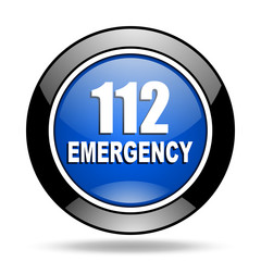number emergency 112 blue glossy icon