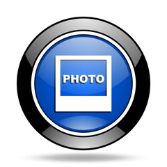 photo blue glossy icon