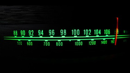 retro radio closeup of stations and frequencies
