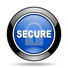 secure blue glossy icon