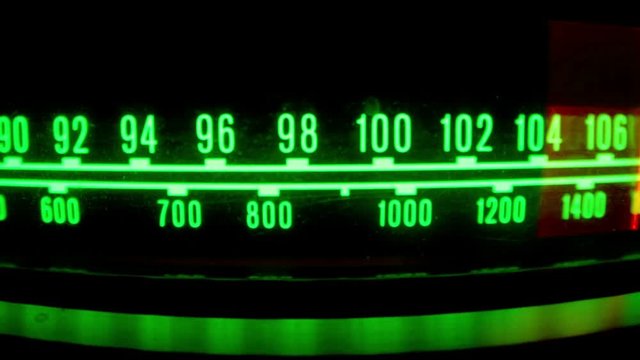 retro radio closeup of stations and frequencies