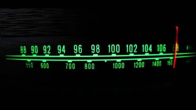 retro radio closeup of stations and frequencies