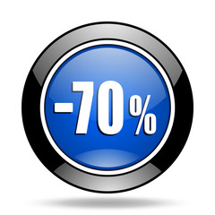 70 percent sale retail blue glossy icon