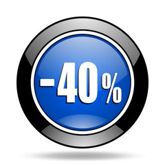 40 percent sale retail blue glossy icon