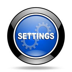 settings blue glossy icon